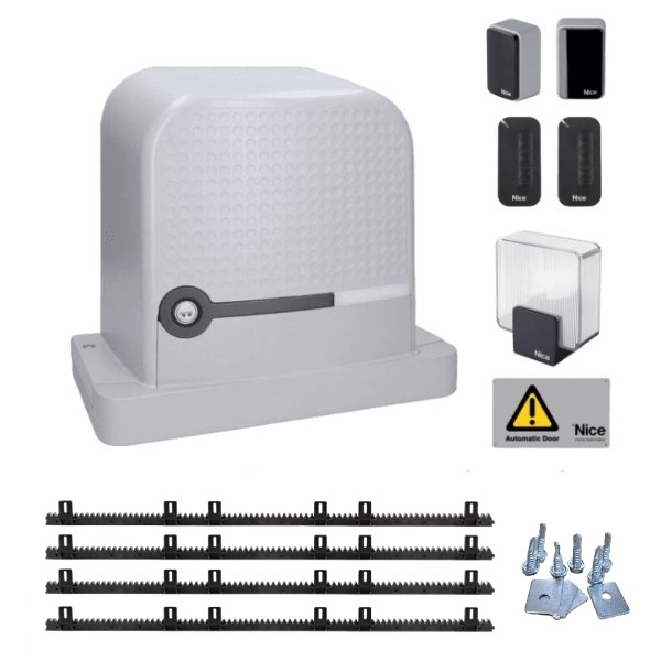 Kit automatizare poarta culisanta Nice Robus 600, pana la 600 kg, 4 metri cremaliera teflonata, RBS600BDKCE