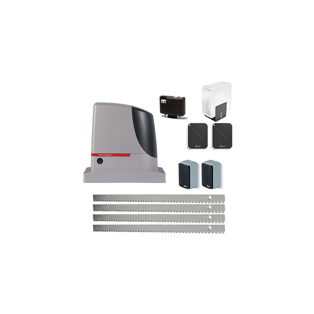 Kit automatizare poarta culisanta, 400Kg, Nice HI-SPEED RUN400HS, 4 metri cremaliera zincata