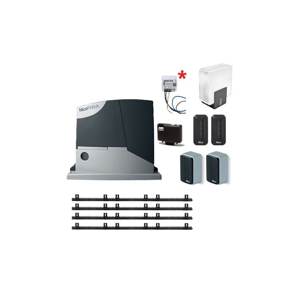 Kit automatizare poarta culisanta max. 400kg, NICE Robus400 RB400BDKCE Promo cu 4m cremaliera + releu WiFi gratuit! Kit automatizare poarta culisanta max. 400kg, NICE Robus400 RB400BDKCE Promo cu 4m cremaliera + releu WiFi gratuit!