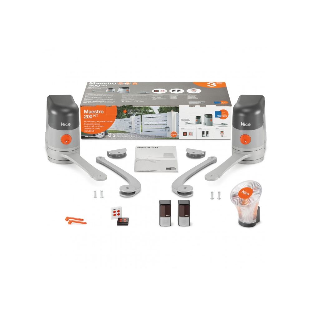Kit automatizare porti batante, 2x2,2m, Nice Home MAESTRO 200