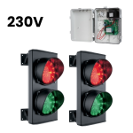 Kit de semnalizare cu doua semafoare bicolore rosu-verde si centrala de comanda, 230V