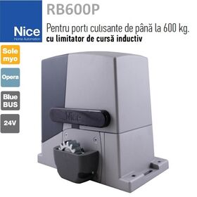 Kit automatizare poarta culisanta cu limitator de cursa Nice RB600P MG, 4m cremaliere teflonate