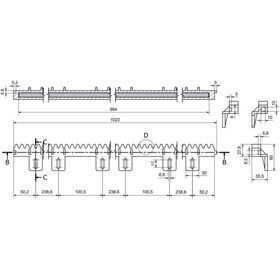 Cremaliera din plastic cu insertie metalica pentru porti culisante, Nice ROA6