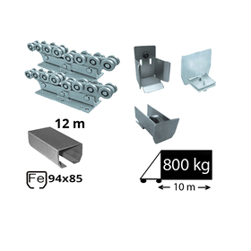 Kit Sistem autoportant cu sina de fier pentru deschidere de 10 metri, SAP-94x85-Fe-H