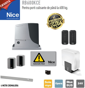 Kit automatizare poarta culisanta 600Kg Nice ROBUS RB600BDKCE cu cremaliere